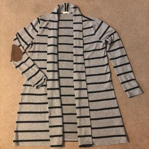 Gray and Black Striped Cardigan